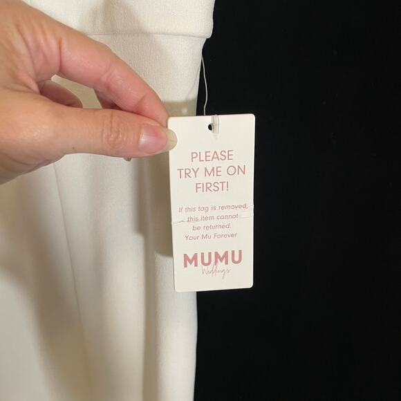 Show Me Your Mumu Eden Midi Dress Square Neck White Front Slit Party Event NWT M - Picture 5 of 8